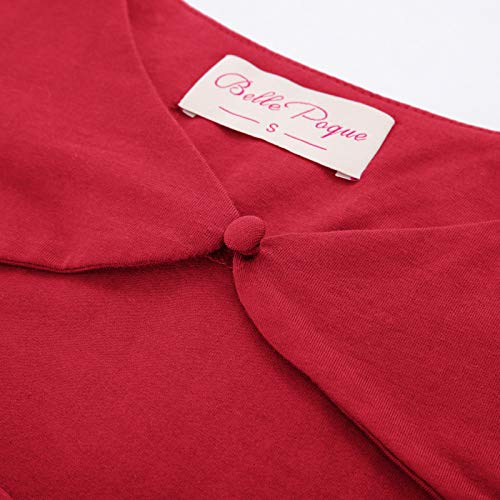 Image of Belle Poque Women's Hollowed-Out Tops 1950s Retro Vintage Short Sleeve Cotton Blouse