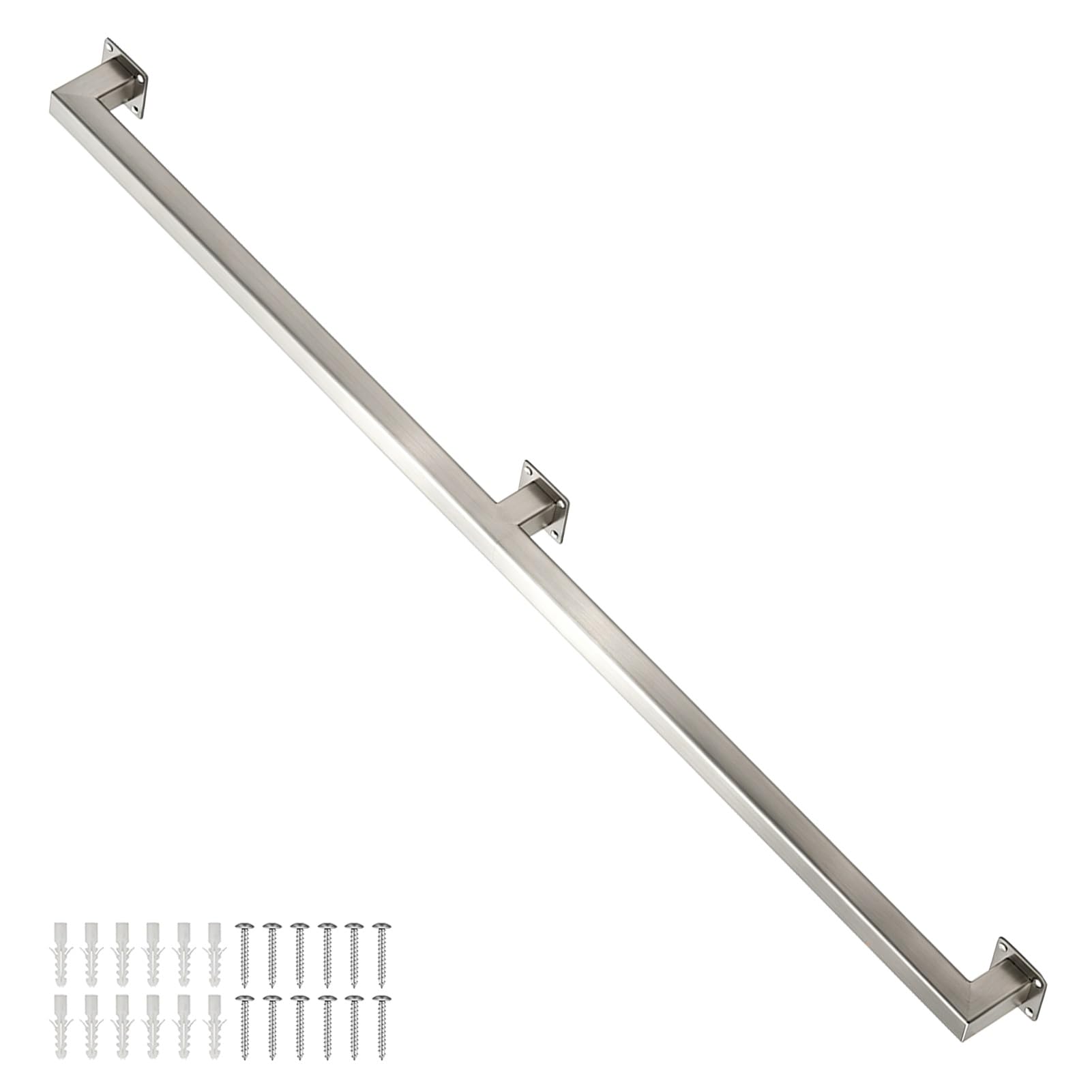 Main courante robuste en acier inoxydable brossé style industriel