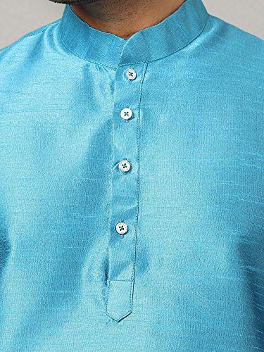 Image of Uri and MacKenzie Banarasi Dupion Silk Solid Kurta Churidar Pyjama Set for Men