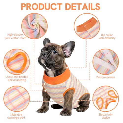 Image of SAWMONG Recovery Suit for Dogs Female Male, Cotton Breathable Dog Onesie After Surgery Spay Neuter, Professional Pet Surgical Suit, Substitute E-Collar Cone (Orange Stripes, 2XL)