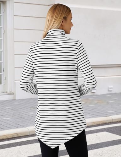 Image of JUSTFASHIONNOW Turtle Neck Shirts for Women Long Sleeve Fall Tunic Tops