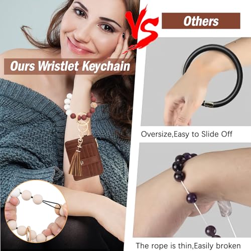 Image of KNGITRYI Wristlet Wallet for Women,RFID Keychain Wallet with Beaded Strap