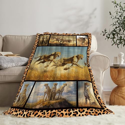 Gepardendecke, superweich, warm, Leoparden-Fleece, Überwurf, Geschenke für Damen und Herren, gemütlich, flauschig, Plüsch, Gepardenstoff… – Ansicht 3