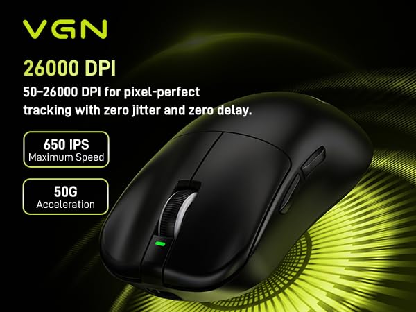 Image of VGN Dragonfly F1 Pro Max Wireless Gaming Mouse, 130h Playtime Long Endurance, 55g Lightweight, PAW3395 26K DPI Flagship Sensor, 4000Hz Polling Rate Supported, Low Latency Esports Peripherals, Black