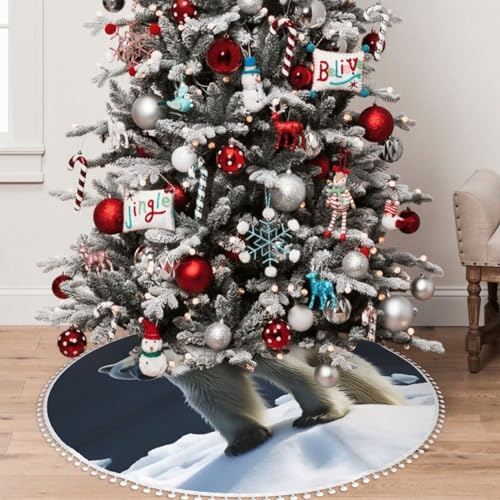 Jupe de sapin de Noël traditionnel brodé ours polaire - 7