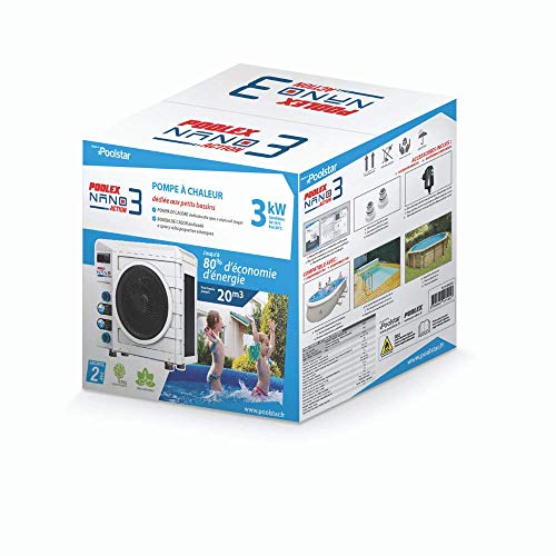 N NETSPA Poolex Nano Action 3 Poolstar PC-Nano-A3 – Wärmepumpe für kleine Aufstellpools – Verbrauch von 600 W – Volumen des Beckens von 10 bis 21 m³, Weiß, Kind