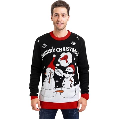 For G and PL Men Snowman Sweaters Long Sleeve Xmas Knitwear Jumper with Funny Patterns L Cover