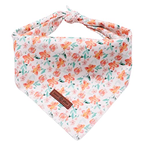 Lionet Paws Hunde Bandana Kopftücher Hundehalstuch Dreieckstuch für Kleine, Mittelgroße und Große Hunde orange Blume