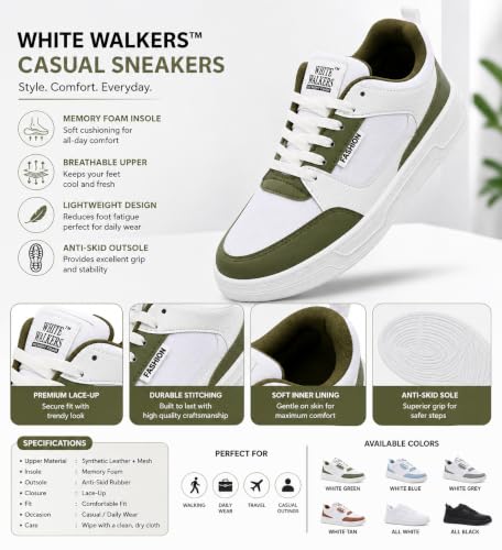 Image of White Walkers Men's White & Multicolor Casual Sneakers for Men