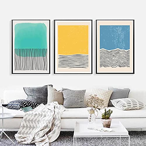 Affiche abstraite minimaliste haut de gamme toile géométrique 50x75cm triptyque d'art