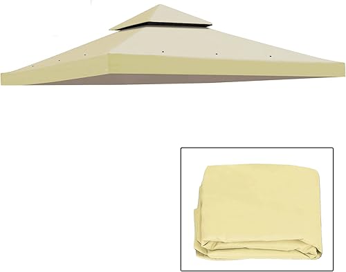 Miniatura 2 de Cubierta superior de repuesto para toldo de 10 x 10 pies para cenador de doble nivel, solo cubierta de toldo (beige)