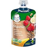 Gerber Organic 2nd Foods, Bananas, Red Berries & Granola Pureed Baby Food, 3.5 Ounce Pouch, 12 count