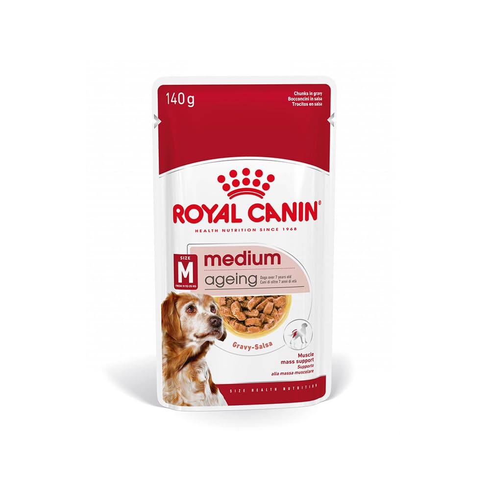 Royal Canin Medium Ageing 10+ | 10 x 140 g | Cibo umido per cani di taglia media (11 a 25 kg) | A partire dai 10 anni | Per supportare un invecchiamento sano
