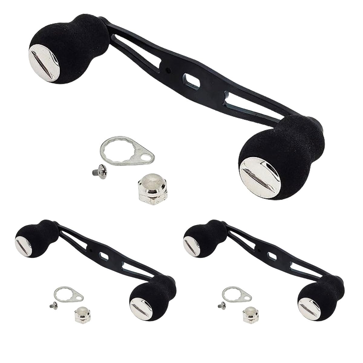 3Packs Fishing Reel Handle, Replacement Fishing Baitcast Reel Handle Rocker with EVA Handle Grip for Abu Garcia Daiwa Baitcasting Reel Black