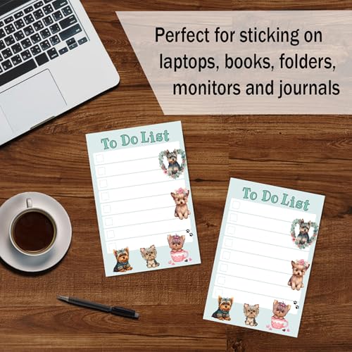 Image of DAILY RITMO Yorkshire Terrier Sticky to Do List Notepad - Cute Kawaii Yorkie Gift for Dog Lovers Women | Office School Supply Sticky Notes 4 inchx6 inch 50 Pages