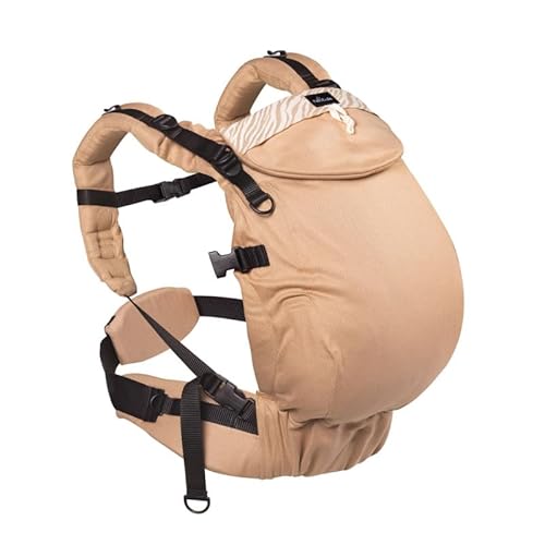 NéoBulle - Néo Plus V2 - Porte-Bébé Physiologique Compact, Respirant, Confortable et Évolutif - Large Ceinture Ventrale - 100% Coton Bio - Fabriqué en France - De 3 Mois à 3/4 Ans - Savane