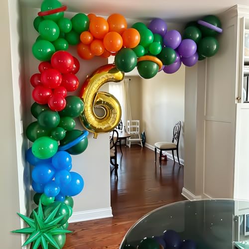 Image of Green Red Blue Purple Balloon Arch Kit, Colorful Balloon Garland for Party