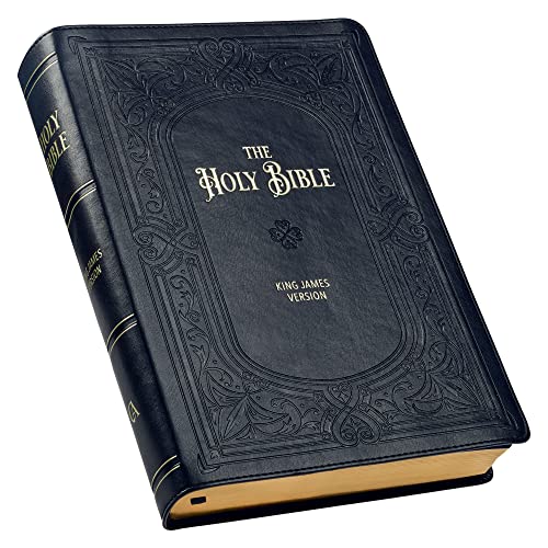 KJV Holy Bible, Giant Print Full-size Faux Leather Red Letter Edition - Thumb Index & Ribbon Marker, King James Version, Midnight Blue (KJV Full Size GP Editions)