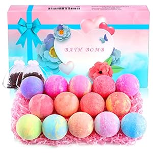 Badebomben Geschenkset 14pcs, Handgefertigte Badebomben Set mit Duftölen & Meersalz, Badekugeln Geschenk für Frauen und Kinder, Bath Bombs für Geburtstags Weihnachts