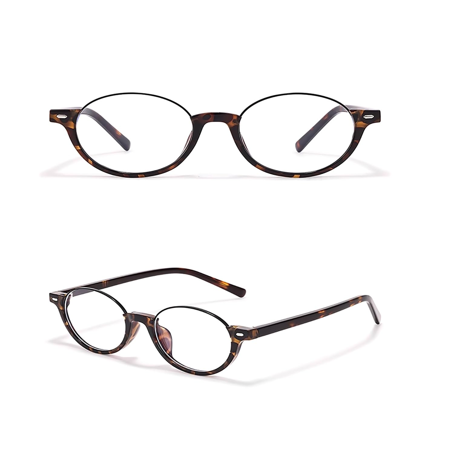 Unisex Progressive Multifokus Lesebrillen, Halbrahmen Klein Oval Lesebrille, Blaulichtfilter Brille