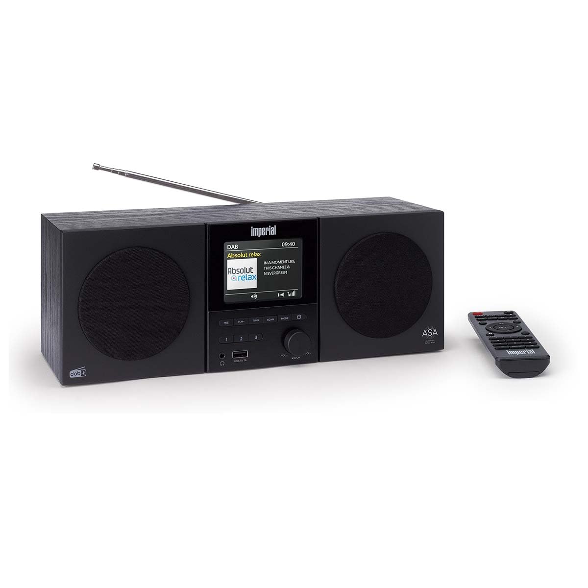 Imperial DABMAN-220BK radio DAB Plus FM – Bluetooth V5.3 – odtwarzanie przez USB i funkcja ładowania – duży kolorowy wyświetlacz TFT – głośnik 2 x 5 W – funkcja budzika – kolor czarny