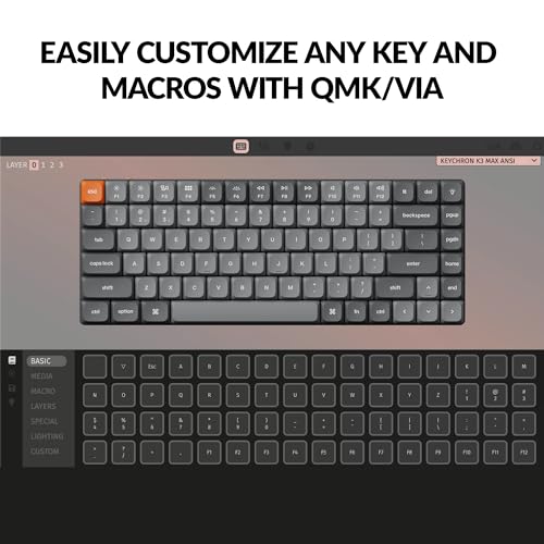 Image of Keychron K3 Max Low-Profile Wireless Mechanical Keyboard, 75% Layout 2.4 GHz Bluetooth QMK /VIA White Backlight Ultra-Slim with Gateron Brown Switch Compatible with Mac Windows Linux