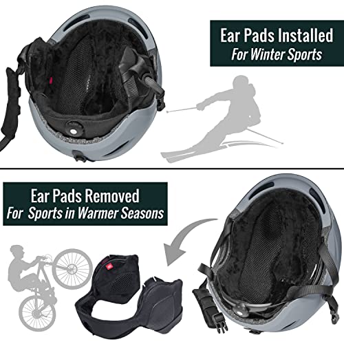 Turboske Ski Helmet, Snowboard Helmet Snow Sports Helmet, Audio Compatible And Lightweight, Astm Standard Helmet For Men, Women And Youth (L, Gray) #TOP4