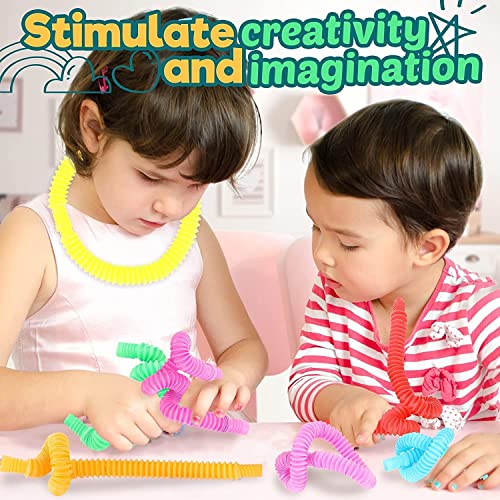 Image of Pop Tube 10pc Toys for Kids Pop it Music Pipe Stress Anxiety Relief Sensory Bendable Stimming Toy Adjustable Toy Multicolored (10)