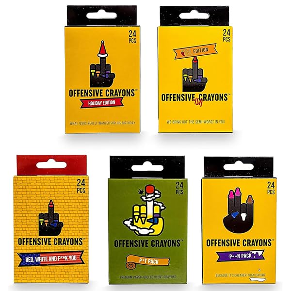 Offensive Crayons 5-Pack Bundle – NSFW Gag Gift Set for Adults, Funny Office Humor, Perfect for Secret Santa, White Elephant, Stocking Stuffers, and Pranks
