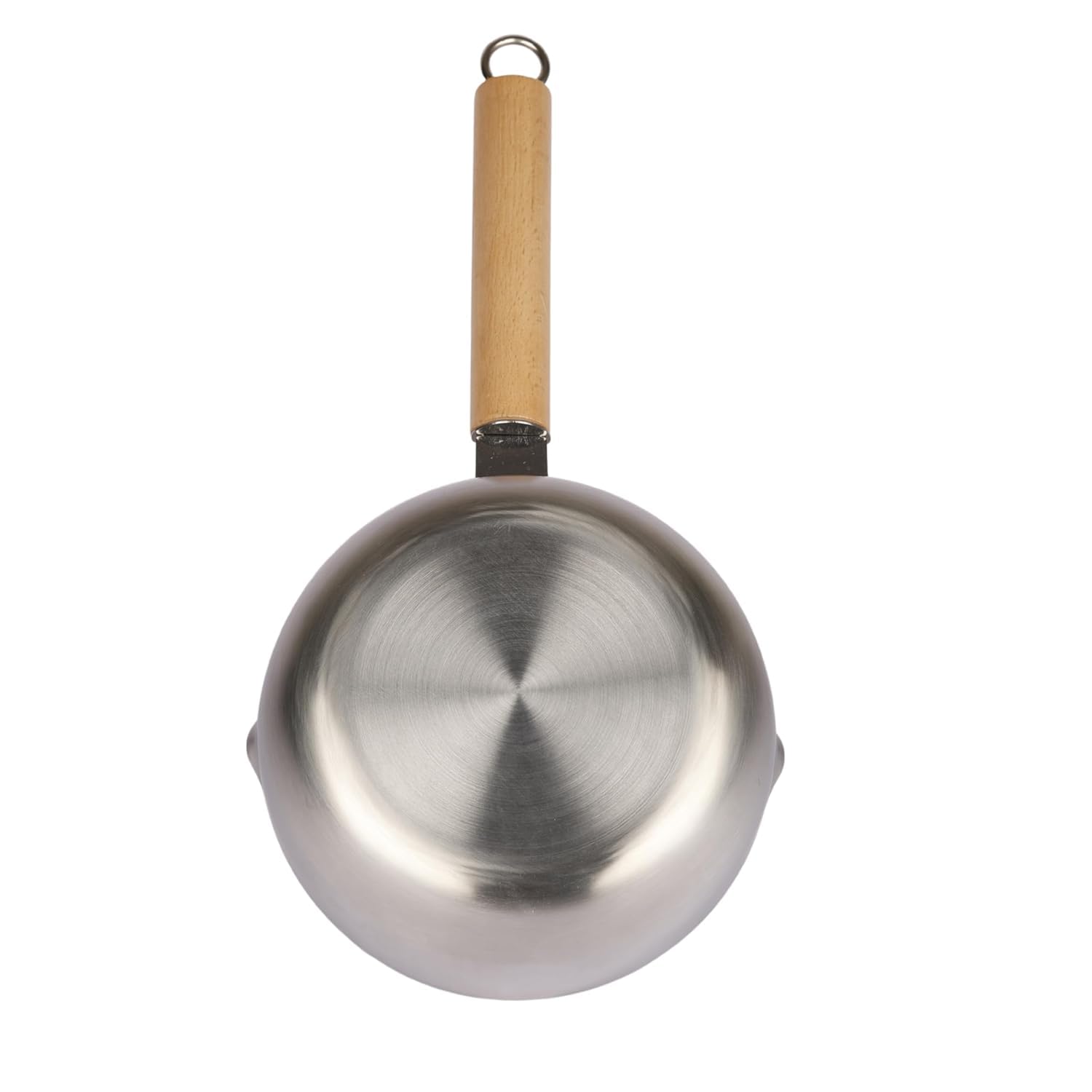 JEEJEX Traditional Japanese Saucepan Non- Stick Aluminium Mil Sauce Pan Milk Pot with Wooden Handle Pouring Spout for Soup Noodles, Sugar Chocolate Melting Pot (Silver-18CM,1-Pcs) 2