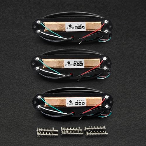 image for FLEOR 3pcs Hot Dual Rail Humbucker Set Ceramic N+M+B Single-Coil-Sized