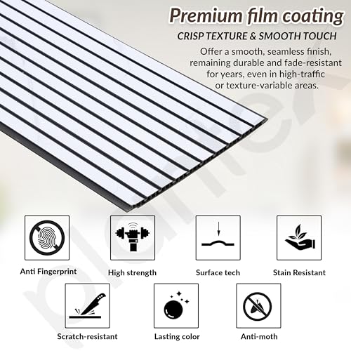 Image of Plantex PVC Wall Panel /Louvers Panel for Wall /3d Wall Panel for Interior Wall Decor /Eco-Friendly Fluted Panel for Wall /- Pack of 10, Covers - 100Sq. Ft (White and Black-12 Inch x 10 Ft)