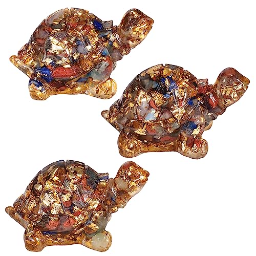 Nupuyai 2pcs 7 Chakra Crystal Stone Animal Turtle Statue Set - Image 3