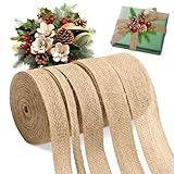Juteband 5 Rollen Jute Band Burlap Band Vintage Sackleinen Geschenkband Hessisches Stoffband Weihnachtsband für DIY Handwerk Jahrestag Deko Hochzeit Party Basteln 1/2/2,5/3/3,8 cm Breite