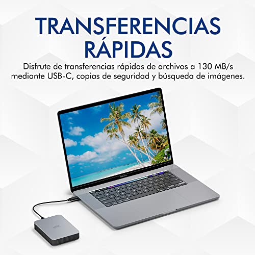 Disco duro externo portátil 2,5 LaCie Mobile Drive V2 1TB USB‑C Moon Silver Mac 6