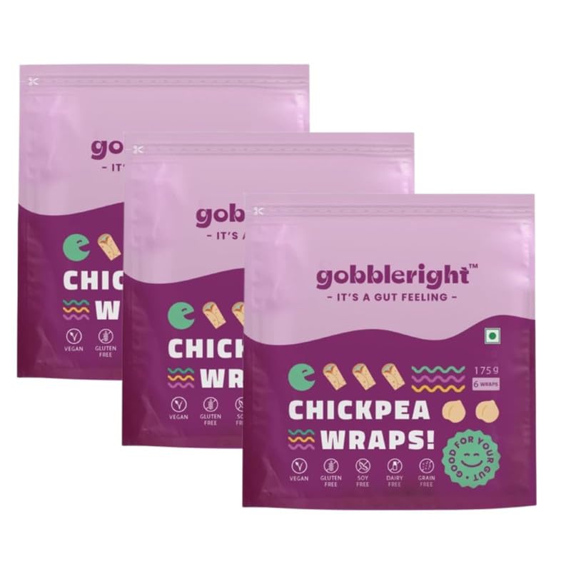 - Gluten Free Tortilla Chickpea Wraps - Pack of 3 (18 Wraps) | Gluten Free, Vegan, Dairy-Free, Grain-Free | Healthy Tortilla Wrap for Burritos, Tacos, Wraps, Shawarma Bread & Rolls