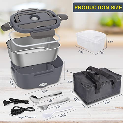 Carsolt Electric Lunch Box Food Heater 3 In 1 Portable Food Warmer Leakproof Heated Lunch Box For Adults, 12V/24V 110V Heating Microwave For Car/Home With 1.5L Removable Stainless Steel Container #TOP1