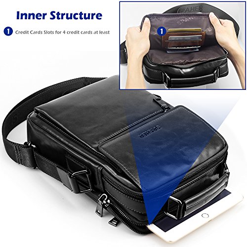 SPAHER Grande Borsello Uomo Tracolla Pelle