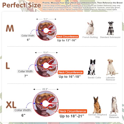 Image of BEAUTYZOO Dog Cone Alternative After Surgery for Large Medium Small Dogs, Soft Inflatable Cone Collar for Dogs Cats, Pet Neck Donut E Collar Dog Recovery Collars to Stop Licking, Dinosaur, L