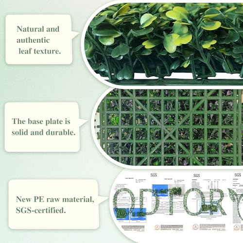 Image of ODTORY Artificial Greenery Grass Wall Panel, 10x10 Inch 6-Pack (4.2 sqft), UV-Anti Fake Ivy Fence Privacy Screen Green Boxwood Covering for Indoor and Outdoor Home Wall Decor | UV-Anti, Fake Ivy Vine Balcony Fence, Outdoor Privacy Screen, Green Boxwood Leaf Panels, Indoor Home Faux Plant Decor