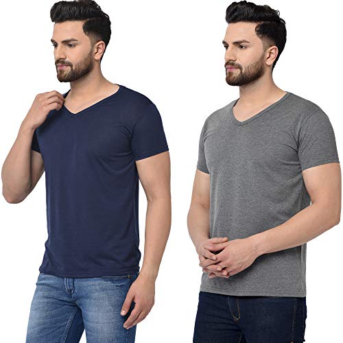 Image of JANGOBOY Men's V-Neck Cotton T-Shirt (Pack of 2)