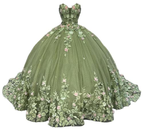 Off Shoulder Ball Gowns Long Quinceanera Dress 3D Flower Princess Dress