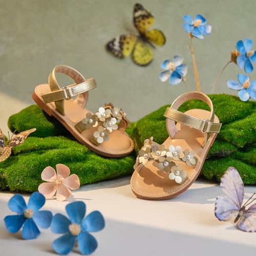 Image of PHIRAMIN Toddler Girl Sandals - Flower Girl Dress Shoes Open Toe Little Kid Wedding Party