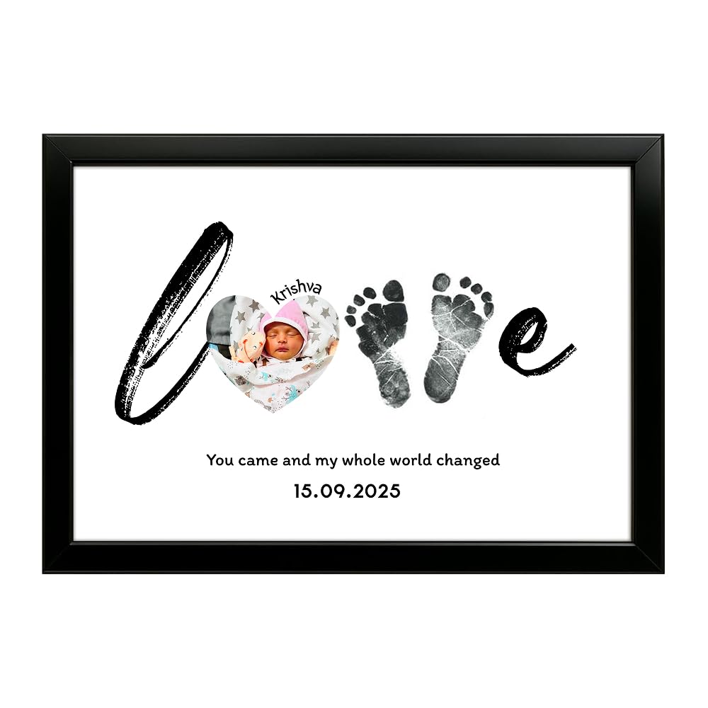 Personalized Baby Footprint Photo Frame 12 x 8 Inch | Custom Baby Hand & Foot Print Frame with Name & Date | Newborn Memory Keepsake Gift-image-30