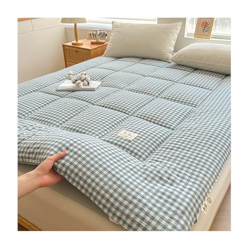 OBONG Topper 150x200cm 3cm De Altura Sobrecolchón Relleno De Algodón Natural con 4 Correas Cubrecolchón Transpirable Y Super Suave Mejora Tu Descanso(B,KING-180x200cm)