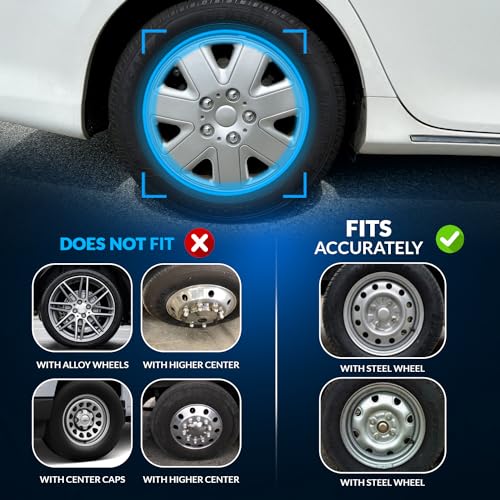 Image of WSC3-510S15 4pcs Set Snap-On Type (Pop-On) 15-Inches Metallic Silver Hubcaps Wheel Cover