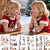 Awinmay Christmas Temporary Tattoos for Kids - 20 Sheets Unique Non Repetitive Designs Christmas Stocking Stuffers for Boys and Girls,Xmas Decorations Supplies Christmas Party Favor for Kids 120+ #6