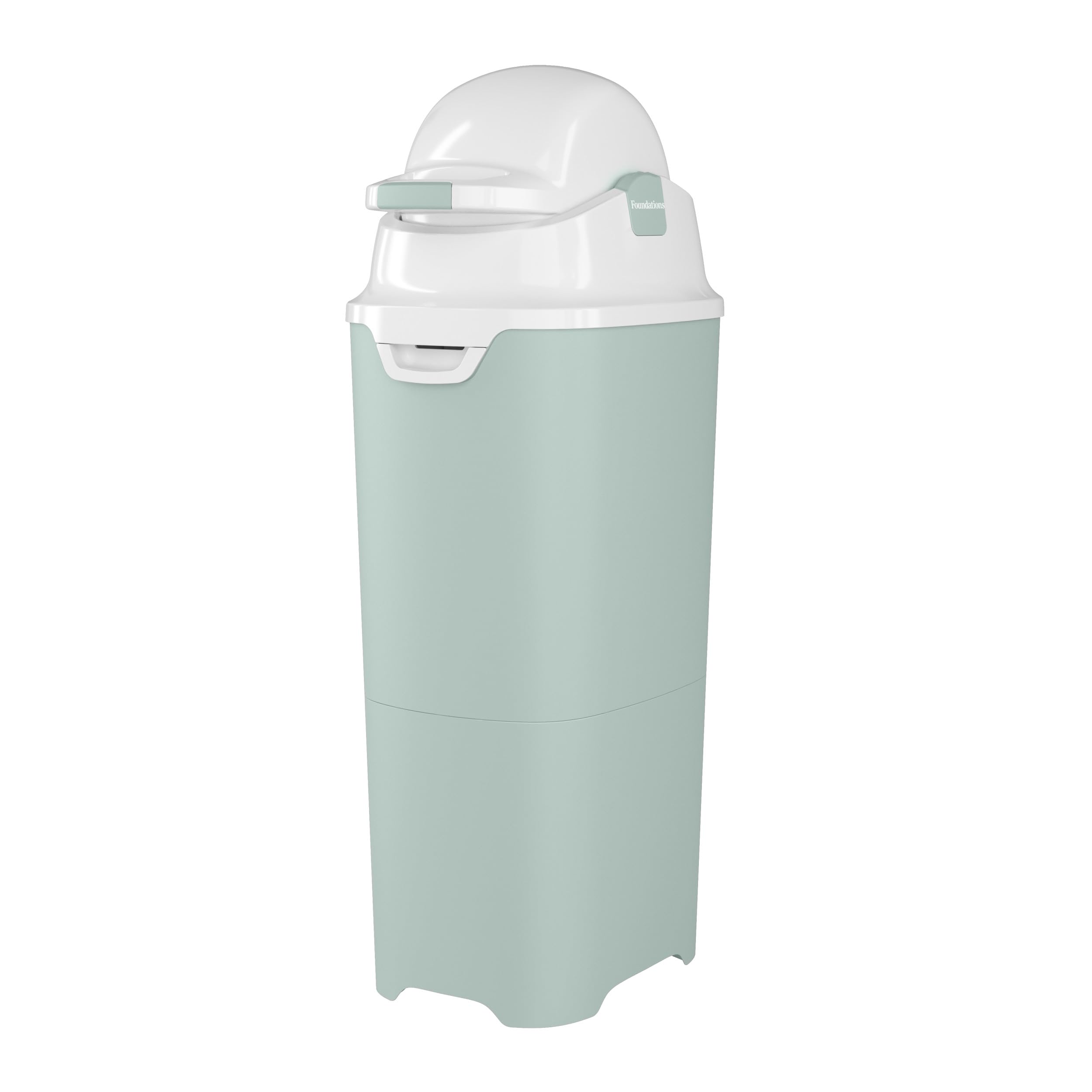 Foundations Tall Diaper Pail with Airtight Lid, Durable & Odorless Diaper Disposal, Large Capacity, Holds up to 60 Newborn Diapers, Refill with Any