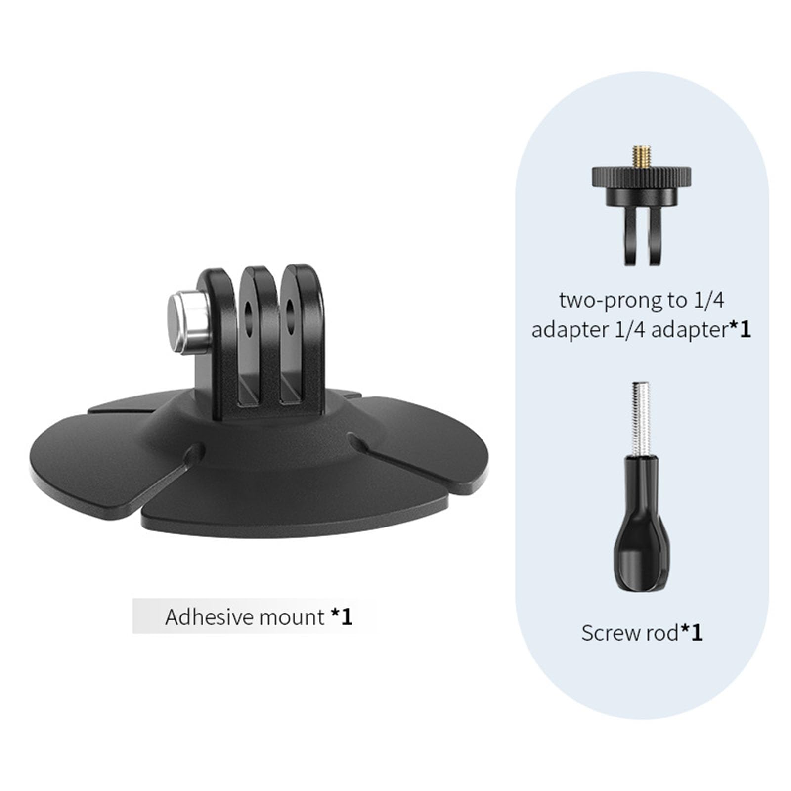 Supporto Adesivo Universale Per Action Cam – Per DJI OSMO Action, GoPro E Insta360, Con Attacco 1/4” E 3 Artigli, Fino A 2 Kg (set Da 2)