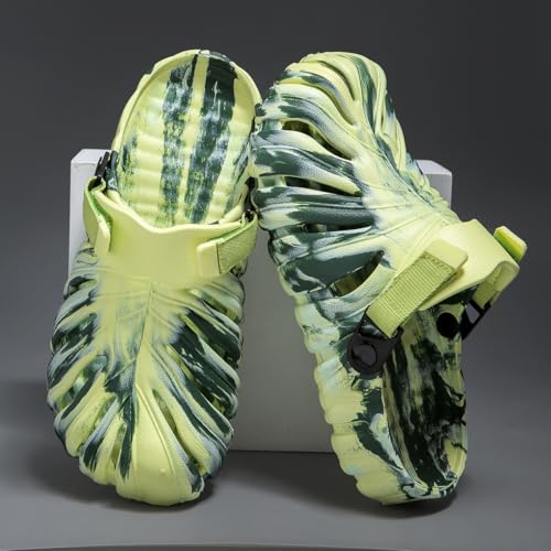 Image of Monstera Slippers, Variegated Monstera Shoes, Non-Slip Soft Lightweight Bathroom Slides Unisex